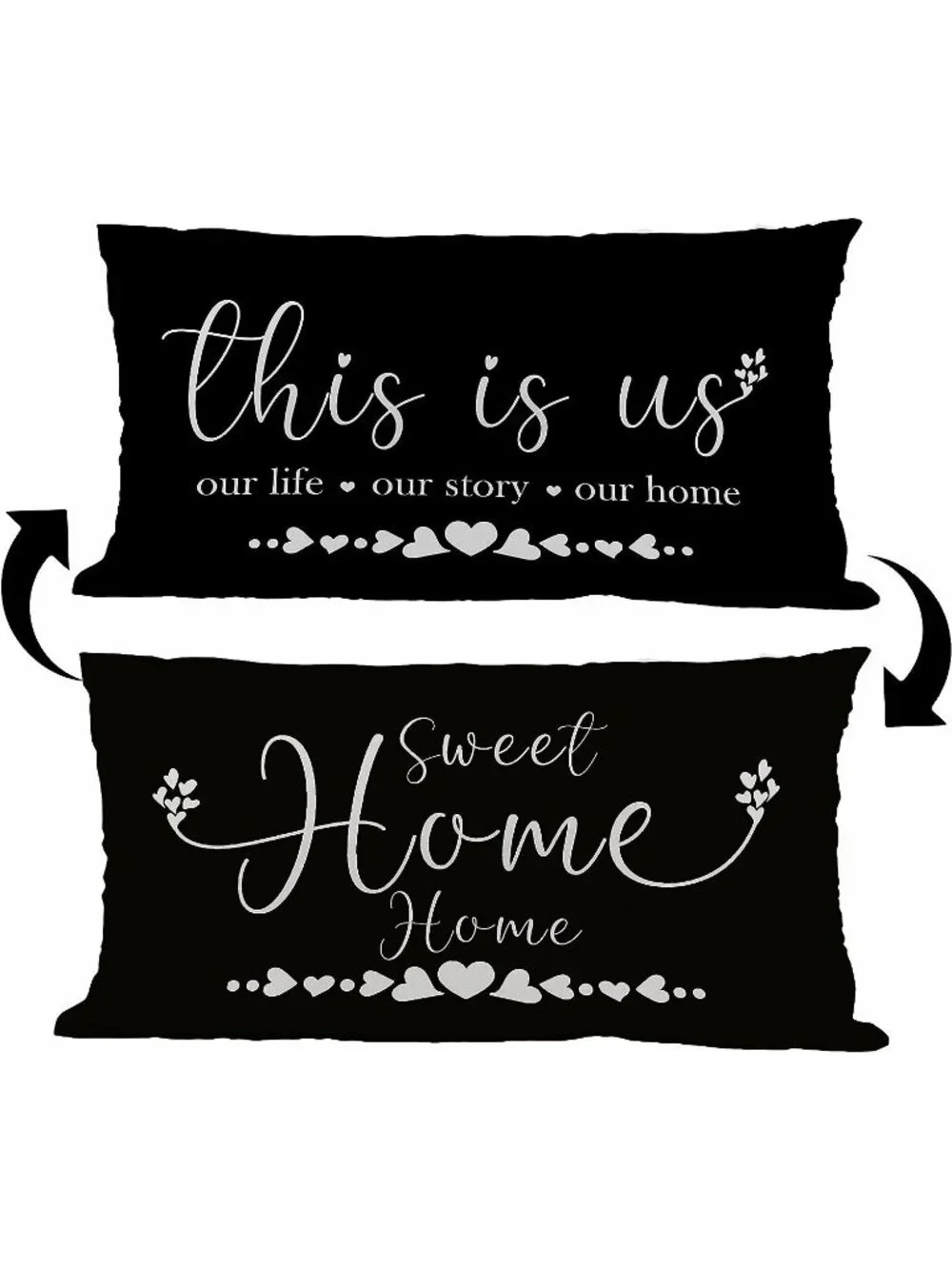 This is Us Farmhouse Pillow Covers Reversible‎ 20x12 Home Sweet BLACK family
